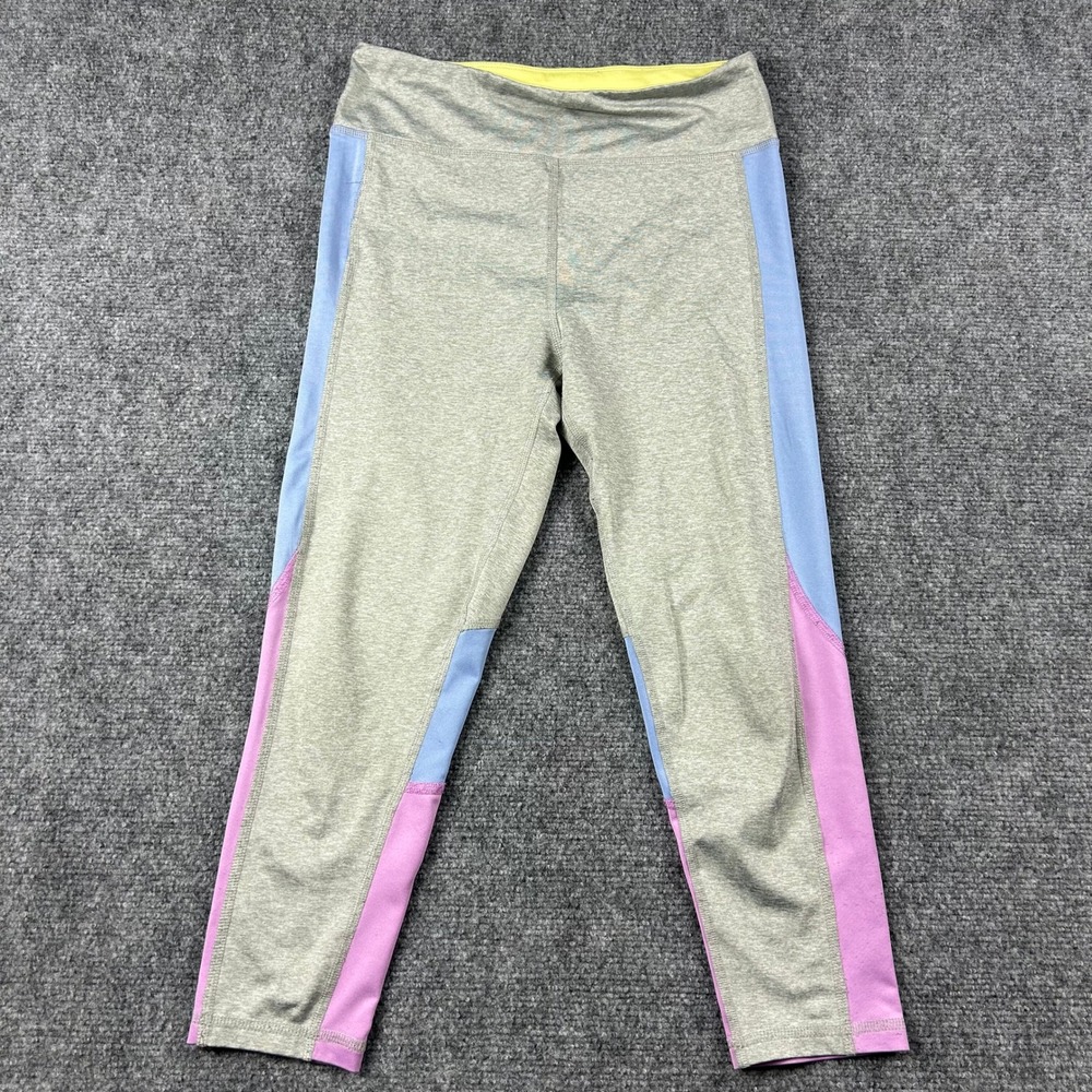 Ideology Leggings Womens L Gray Colorblock Cropped Yoga Pants Activewear